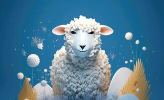3d gerendert Schaf Bild zum eid al-adha Urlaub. generativ ai foto