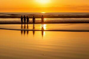 das Ruhe und Schönheit von ein heiter Strand beim Sonnenuntergang. generativ ai foto