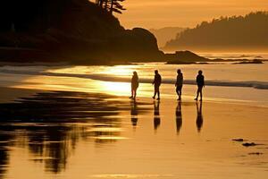 das Ruhe und Schönheit von ein heiter Strand beim Sonnenuntergang. generativ ai foto