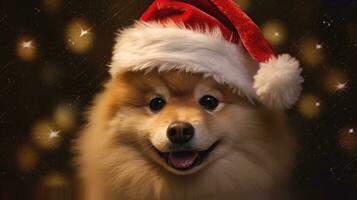süß Hund tragen ein Santa Hut. foto