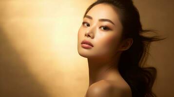 jung asiatisch Frau mit schön Haut foto
