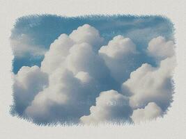 Aquarell Weiß Wolken im das Himmel Kunst Illustration auf Weiß Papier Textur Hintergrund foto