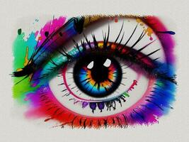 Aquarell bunt Graffiti Auge Kunst Illustration auf Weiß Papier Textur Hintergrund foto