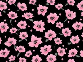 nahtlos Muster mit Rosa Blumen auf ein schwarz Hintergrund foto