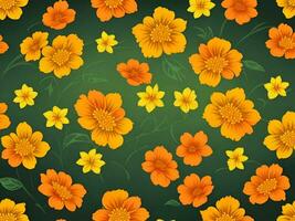 nahtlos Muster mit Gelb und Orange Gradient Farbe Blumen auf ein schwarz Hintergrund foto