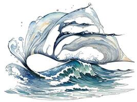 Aquarell Strand Wasser Wellen Gemälde Illustration foto