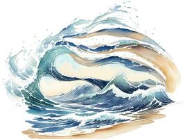 Aquarell Strand Wasser Wellen Gemälde Illustration foto