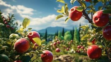 Sommer- sonnig Apfel Garten foto