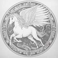 Jugendstil Kunst Pegasus Färbung Seiten foto