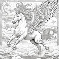 Jugendstil Kunst Pegasus Färbung Seiten foto