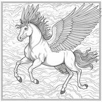 Jugendstil Kunst Pegasus Färbung Seiten foto