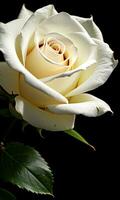Blume Weiß Rose auf schwarz Hintergrund, Hintergrund, Design, ai generiert foto