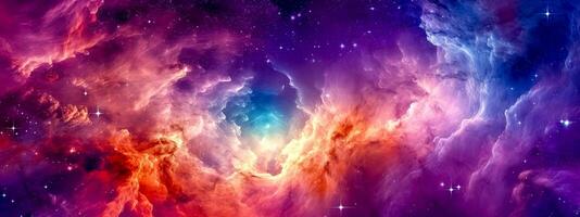 Fantasie Universum, farbig Raum Galaxis Nebel. sternenklar Nacht faszinierend Universum, Banner gemacht mit generativ ai foto