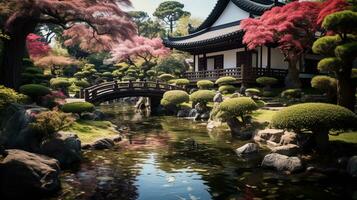 Foto von Welt Park die Architektur im Japan, generiert durch ai