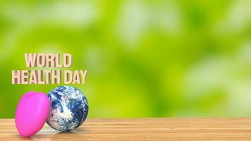 das Erde und Herz zum Welt Gesundheit Tag Konzept 3d Rendern foto