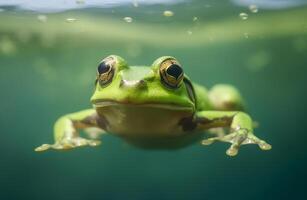 schließen oben detailliert Porträt von Frosch Tier, generativ ai foto