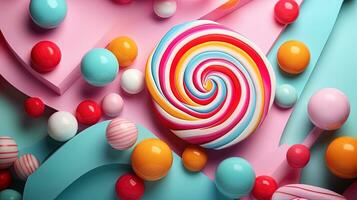 Foto von ein köstlich Süßigkeiten mit Kopieren Raum, generiert durch ai