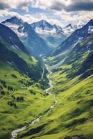 klein Fluss im das Berge, erstellt mit generativ ai foto