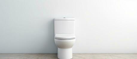 Foto von ein minimalistisch Weiß Toilette gegen ein sauber Weiß Mauer mit Kopieren Raum
