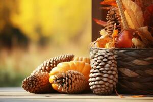 Herbst Komposition mit Kopieren Raum ai generativ foto