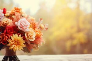 Herbst Komposition mit Kopieren Raum ai generativ foto