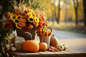 Herbst Komposition mit Kopieren Raum ai generativ foto