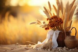 Herbst Komposition mit Kopieren Raum ai generativ foto