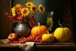 Herbst Komposition mit Kopieren Raum ai generativ foto