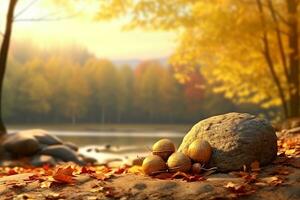 Herbst Komposition mit Kopieren Raum ai generativ foto