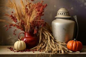 Herbst Komposition mit Kopieren Raum ai generativ foto