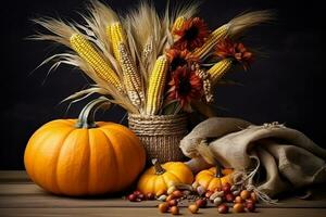 Herbst Komposition mit Kopieren Raum ai generativ foto