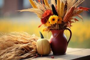 Herbst Komposition mit Kopieren Raum ai generativ foto