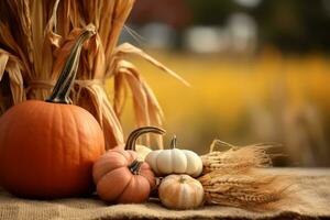 Herbst Komposition mit Kopieren Raum ai generativ foto