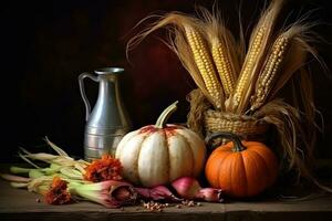 Herbst Komposition mit Kopieren Raum ai generativ foto