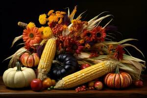 Herbst Komposition mit Kopieren Raum ai generativ foto