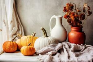 Herbst Komposition mit Kopieren Raum ai generativ foto