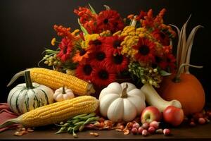 Herbst Komposition mit Kopieren Raum ai generativ foto