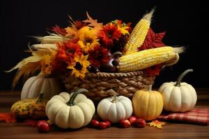 Herbst Komposition mit Kopieren Raum ai generativ foto