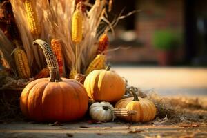 Herbst Komposition mit Kopieren Raum ai generativ foto