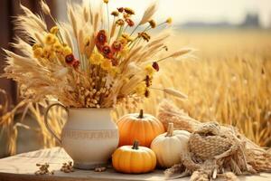 Herbst Komposition mit Kopieren Raum ai generativ foto