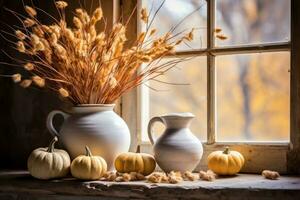 Herbst Komposition mit Kopieren Raum ai generativ foto