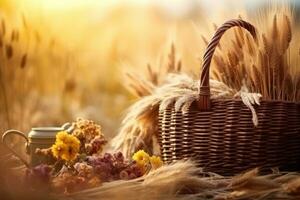 Herbst Komposition mit Kopieren Raum ai generativ foto