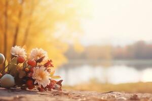 Herbst Komposition mit Kopieren Raum ai generativ foto