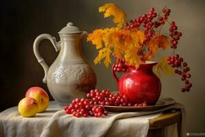 Herbst Komposition mit Kopieren Raum ai generativ foto