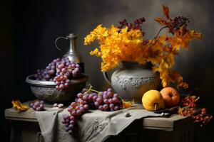 Herbst Komposition mit Kopieren Raum ai generativ foto