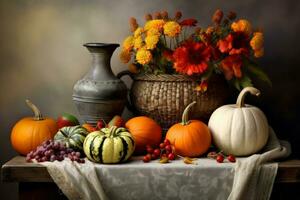 Herbst Komposition mit Kopieren Raum ai generativ foto