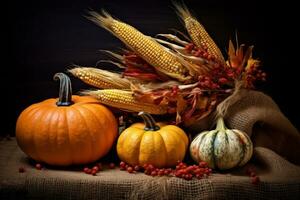 Herbst Komposition mit Kopieren Raum ai generativ foto