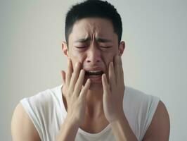 asiatisch Mann emotional dynamisch Gesten ai generativ foto