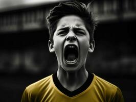 Foto von emotional dynamisch Pose brasilianisch Kind im Schule ai generativ