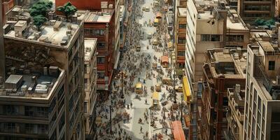 ai generiert. ai generativ. abstrakt Stadt Stadt, Dorf städtisch oben Aussicht Panorama Landschaft Sicht. Grafik Kunst foto